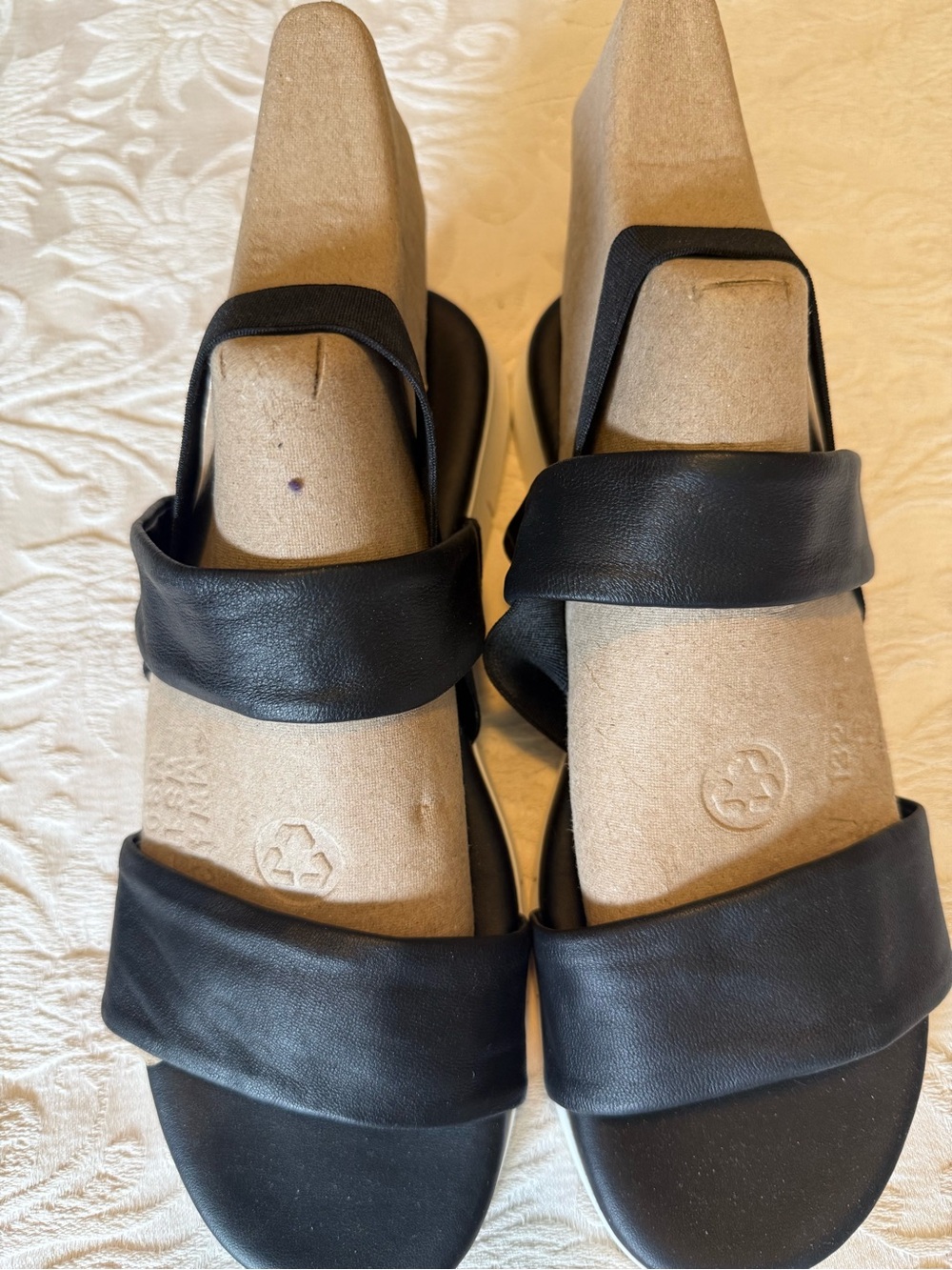 NEW Mila Paoli Women's Black Sling Back Sandals with White Sole Made in Italy 9